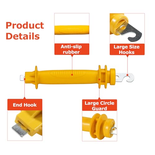 Electric Fence Rubber Gate 10 Pack - Electric Fence Spring Handles Insulated Plastic Handle for Garden Farm Heavy Stamped Steel Hook, Yellow - size: 10 pcs