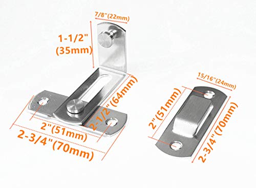 Stainless Steel 90 Degree Flip Door Sliding Latch - Safety Barn Door Lock, Right Angle Curved, Prevents Corrosion, Silver