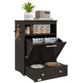 PawHut Dog Feeding Station with Raised Bowls, Pet Feeder Station, Brown | Dog Food Storage Cabinet, Hanger for Feeding & Watering Supplies - color: Coffee