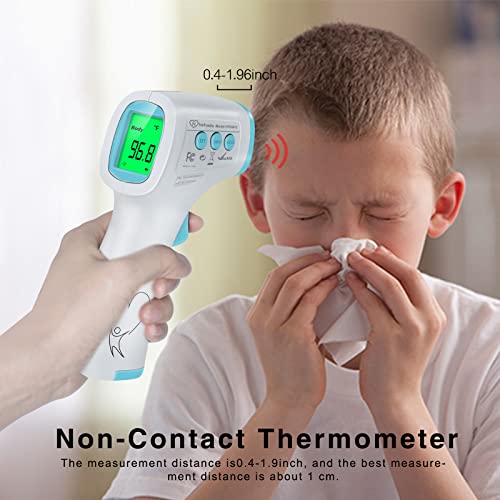 Digital Thermometer for Adults and Kids, No Touch Forehead Thermometer for Baby, 2 in 1 Body Surface Mode Infrared Thermometer with Fever Alarm and Instant Accuracy Readings - color: Light Blue