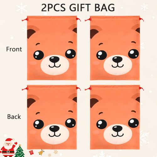 KzgtY Bear 2PCS Gift Bags with Drawstring, 16 x 12 Inch Reusable Present Sacks for Christmas,Brithday, Holidays,Parties & Gift Packaging - color: Bear