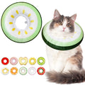 Cat Cone Collar Soft, Adjustable Cat Recovery Cone (Cucumber, L) | Stop Licking, Cute Kitten Donut Collar After Surgery, Elizabethan Collars for Kittens, Lightweight Cats Neck Cones - color: Cucumber, size: Large