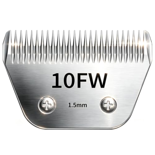 10W Detachable Pet Clipper Wide 10 Blades Dog Grooming Clipper Replacement Ceramic Blades, Compatible with Andis, Wahl, Oster(Size 10FW,Cut Length 1.5mm) - size: 10FW (1.5mm)