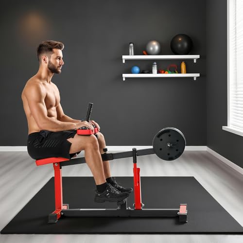 Soozier Seated Calf Raise Machine for Home Gym Waist Arm Training | Adjustable Calf Machine Leg Extension - color: Red