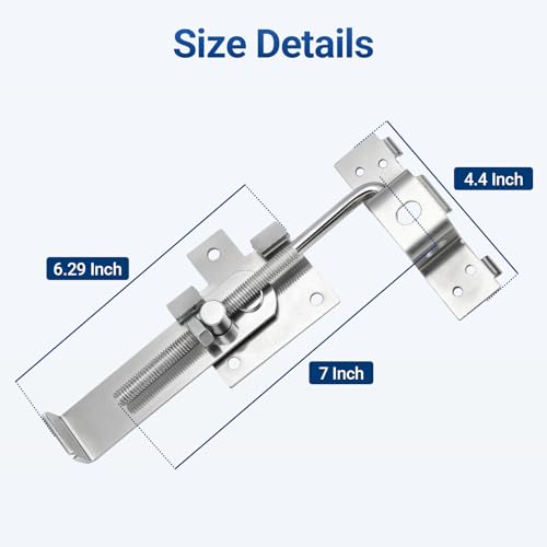 7 Inch Barn Door Jamb Latch with Hook for Barn & Bi‑Parting Sliding Doors | Heavy Duty Barn Door Latch Zinc-Plated Barn Sliding Door Hardware Lock Latches, Resists Livestock & Wind Impact