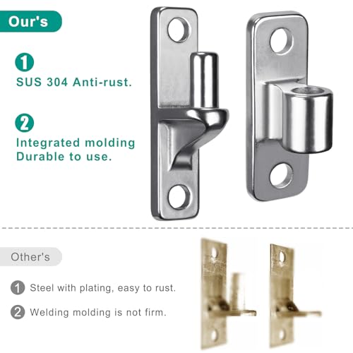 Heavy-Duty 304 Stainless Steel Gate Hinges, 4-Pack Wall Mount Gate Hardware Female & Male Hinges Pin, Non-Welding Design for Wooden Fences and Farm Gates - color: Silver, 4 Pack