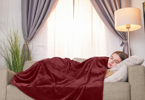 Utopia Bedding Soft Fleece Bed Blanket Throw Size Burgundy (50x60 Inch) | Microfiber Plush Warm Lightweight Breathable Cozy Blanket Anti-Static, All Season Use, Gift for Women and Men - color: Burgundy, size: Throw (50x60 Inch)