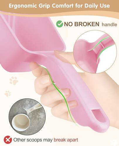2-Pack Dog Food Scoop 1 Cup, Plastic Pet Food Measuring Scoop With Measuring Lines (1/2 & 1 Cup Markings) for Dogs, Cats, Fish, Bird（Pink) - color: Pink