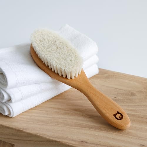 Soft Wooden Baby Hair Brush for Newborns & Toddlers in Chic Gift Box - Ultra Soft Natural Goat Hair - Perfect Registry Gift (Goat hair brush - Oval) - color: Goat hair brush - Oval