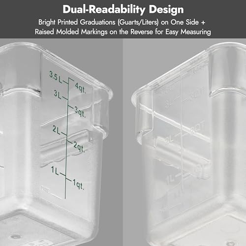 CURTA 8-Pack 22 Qt NSF Clear Polycarbonate Food Storage Containers with Blue Lids - Square, Commercial-Grade, Freezer & Dishwasher Safe, Stackable - color: 22.0 Qt 8-Pack(Blue Lids)