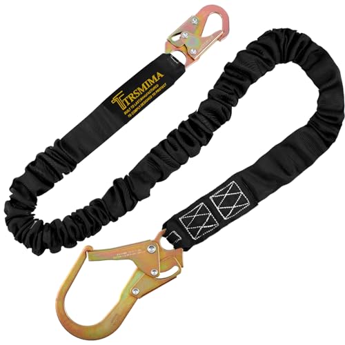 TRSMIMA Safety Harness Lanyard Retractable - Fall Protection Climbing Tree Strap 6 FT Single Leg Internal Shock Absorbing with Hook | Fall Protection 6 FT Single Leg Internal Shock Absorbing with Snap Hook