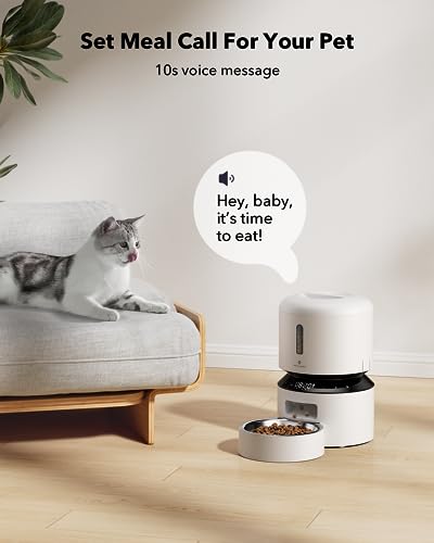 PETLIBRO Automatic Cat Feeder – 3L Programmable Pet Food Dispenser with Freshness Preservation, Timed Portion Control, Voice Meal Call & Dual Power Supply, Healthy Feeding for Cats & Small Dogs White - color: White, size: 3l-basic No Cam&app