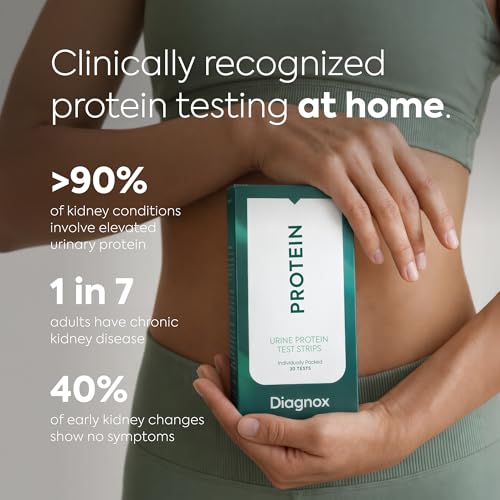 Diagnox Urine Protein Test Strips, At-Home Proteinuria Monitoring, 30 Pack | Individually Wrapped Tests, Fast Results in 60 Seconds, Easy To Use, Private Testing, Simple Color Scale Reading