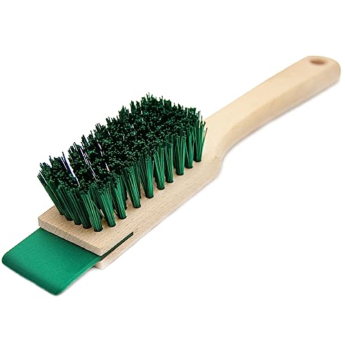 Heavy Duty Scrubbing Brush - Stiff Bristle Scraper, Wooden Handle, Universal Outdoor Cleaning Tool