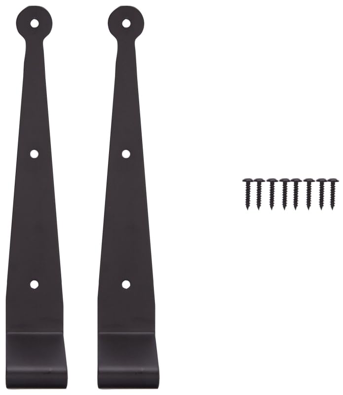 Rocky Mountain Goods Black Strap Hinges - Heavy Duty Stainless Steel with Powder-Coated Finish - Rust-Resistant Screw Mount Hinges for Doors, Gates, Sheds, Toolboxes (1-1/2" Offset) - size: 1-1/2" Offset