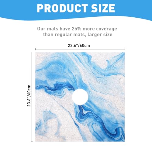 Square Shower Mat Non Slip: 24 x 24 Inch Extra Large Shower Mats with Drain Hole in Middle - PVC Loofah Anti Slip Shower Floor Matt for Inside Shower - color: Blue Ocean, size: 24" x 24" (Square)