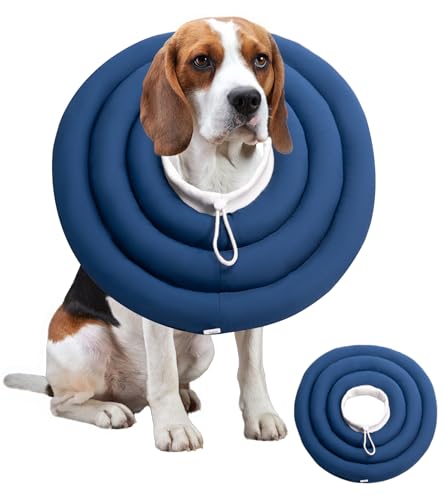 Soft Dog Cones, Recovery Dog Donut Collar After Surgery- Cone of Shame Alternative, Pet Elizabethan E-Collar Anti-Bite Lick Wound Healing Adjustable for Small Large Medium Dogs, 2XL - color: dark blue, size: 2XL-36lbs