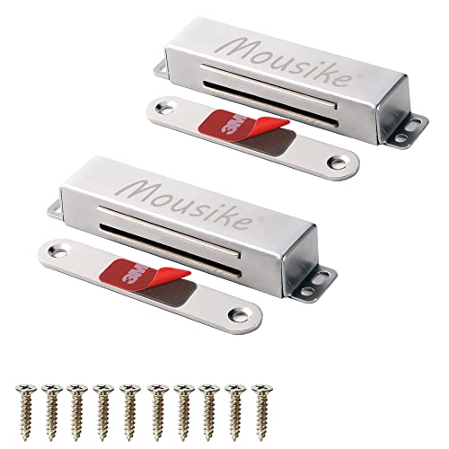 Mousike Magnetic Door Catch Heavy Duty 90lb Door Magnets with Strong Magnetic for Kitchen Cupboard Wardrobe Closet Cabinet Door Drawer Latch - color: Silver, size: 2 Pack