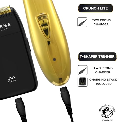 Supreme Trimmer 2-in-1 Crunch Lite Foil Shaver & T-Shaper Trimmer Set | ST5200 Beard Trimmer STF600 Electric Razor | Travel or at Home Hair Cutting Kit | Gold - style: Gold TShaper & Crunch Lite