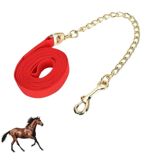Leather Poly Lead Rope,Horse Value Rope with Iron Chain Red | Horse Lead Rope, Rope Leash Lead Horse Lunge Line Weather Resistant Lead Line for Equestrian and Livestock