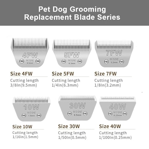 Wide Blades for Dog Grooming, # 5FW Blades Cutting Length 1/4"(6.3mm) | Dog Clipper Blades Compatible with Andis, Oster A5, Wahl km10, Stainless Steel, For Dog, Cat, Horse - style: #5FW(6.3mm)/2PCS