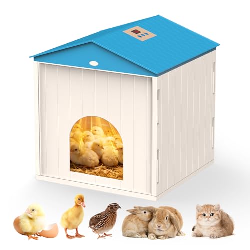 Chick Brooder Plate for Chicks Temperature Control & Display, 11.4"Lx11.2"W | Chicken Brooder Box for Chicks with Thermostat Fan & Light, 6.5Ft 110V Power Cord Brooder Heater 50W Chick Heat Plate