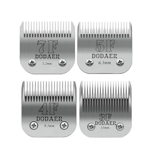 7F/5F/4F/3F Dog Grooming Blades,Compatible with Andis,Oster A5,Wahl KM10 | Include 7F/5F/4F/3F Detachable blade ,Made of Stainless Steel,,4 Count - size: 7F+5F+4F+3F