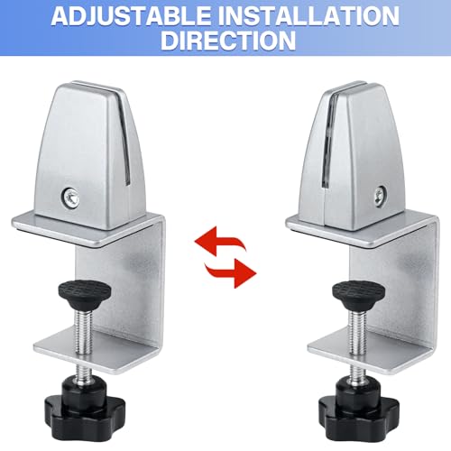 2 Packs Sneeze Guard Support, Aluminum Adjustable Partition Clamp, Acrylic Desk Divider Support, Desk Shield Clamp Privacy Panel for Counter - size: Sideclamp - 2pcs