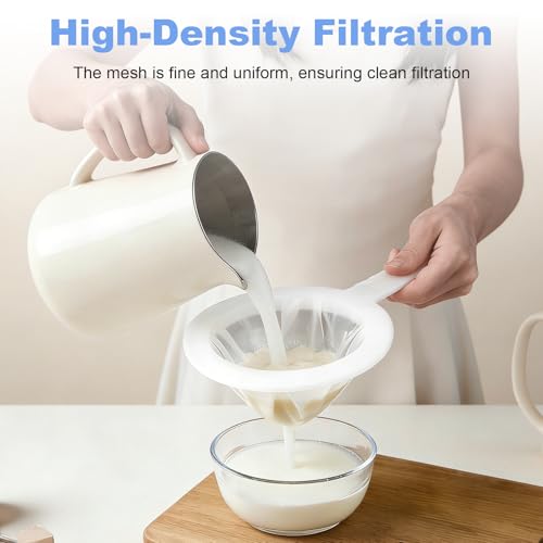 3 PCS Ultra-Fine Nylon Mesh Strainer - 100/200/300 Mesh Plastic Sieve with Handle, Kitchen Filter Tool for Coffee Soy Milk Juice Tea Leaf Honey Wine Yogur
