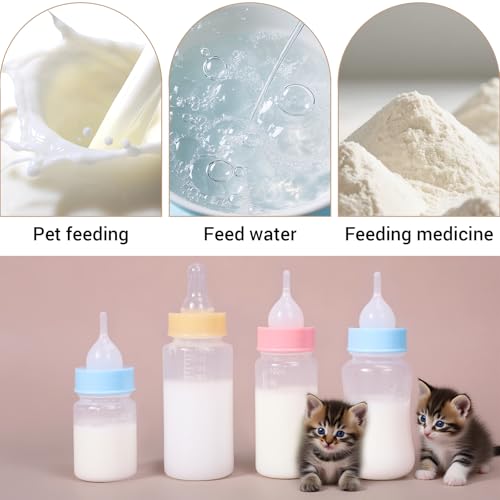 ASEVAT 5 oz 3PackPet Feeding Bottle, Anti-Choking Puppy Feeder Design,with 3pcs Replaceable and Reusable Silicone Nipples for Feeding Puppies, Kittens, Small Animals - color: Yellow