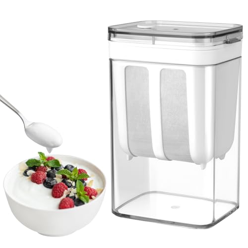 Yogurt Strainer, Small 1800ML (61 Oz) Fine Mesh Strainer, Rice Tea Juicing Food Sieve Strainer, Thick Greek Yogurt Milk Filter Kitchen Tools Reusable Homemade Cup with Stainless Steel Mesh