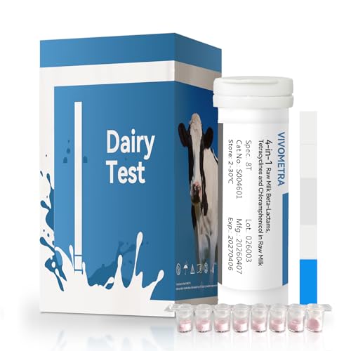 4-in-1 Dairy Quality Test Kit - 8 Strips for 32+ Residue Screenings - Detects Beta-lactams, Tetracyclines, Sulfonamides & Ceftiofur - for Raw Milk, Milk Powder, Goat & Sheep Milk