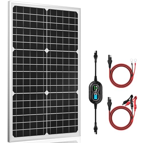 SUNER POWER 12V Solar Panel Kit 30W, High Efficiency 30 Watt Solar Panel + Ultra-Smart 10A MPPT Charge Controller, Solar Battery Trickle Charger Maintainer for Boat Car RV Motorcycle Marine Automotive