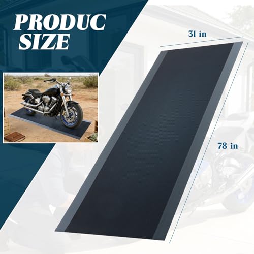 Drydiet Motorcycle Mat Garage Floor Rug Washable Parking Mats for Garage Floors Non Slip Oil Absorbent Pad Rubber Backing Layer Protects Floor(Metal Style,78 x 31 Inch) - size: 78 X 31 Inch, style: Metal Style