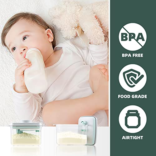 Formula Container, 1700ml Airtight Pop-Top Milk Powder Canister | BPA-free design holds up to 600g with a 5g scoop, scraper, clear body and wide mouth for organized daily bottle prep at home - color: 21 oz - Clear