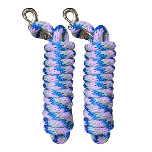 Majestic Ally Polypropylene Lead Rope with Removable Nickel Bolt Snap, 5/8 x 10 ft, for Horses and Livestock, 2 Pack (Sky Blu-Lilac-Gray) - color: Sky Blu-Lilac-Gray