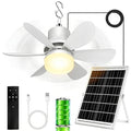 Solar Fan for Gazebo with Light | Solar Powered Ceiling Fan with Remote | 18000mAh Rechargeable | 17.5'' Portable Outdoor Hanging Fans for Pergola| Backyard| Camping| Tent| RV Canopy, IP54 Rated