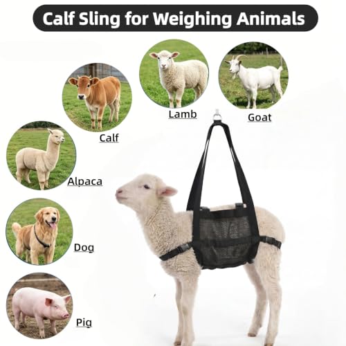 Calf Sling for Weighing Animals, Reinforced Goat Harness, Livestock Sling with Adjustable Straps, 300 LB Animal Weighing Sling for Calf Weight Small Animals, Lambs, Dogs & Piglets