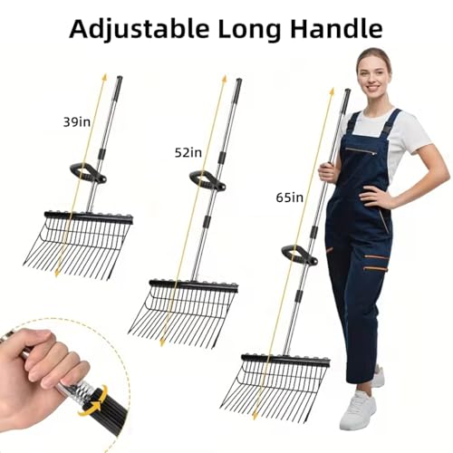 65In Pitch Forks for Garden, Long Handle Adjustable Steel Handle | Long Handle, Adjustable Steel Handle,for Gardening Horse Stall Stable Grass Hay Cleaning Farm Work