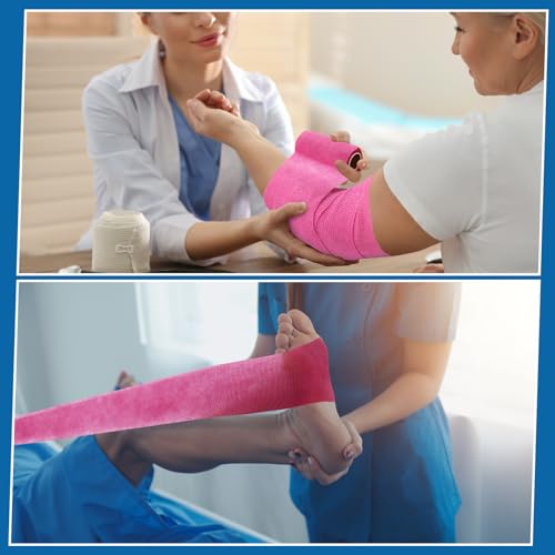 Treela 36 Pcs Self Adherent Bandage 4" X 5 Yard Wrap Breathable | Cohesive Bandage Elastic Adhesive Tape for Stretch Athletic Sports Wrist Ankle - color: Light Color, size: 4" X 5 Yard