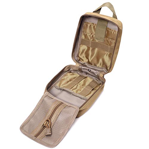 Molle Pouch, Sturdy 600D Nylon Tactical Medical Pouch,Rip-Away EMT First Aid Pouch (Bag Only) - color: tan