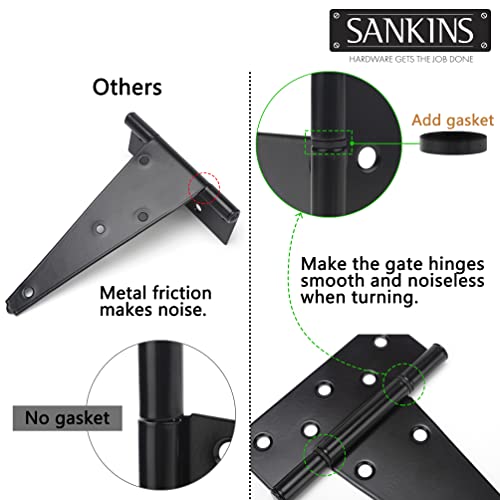 8 Inch T-Strap Shed Door Hinges Heavy Duty, Black Tee Hinge for Wooden Fences, Yard Door, Barn Door Gates, Wrought Hardware Rustproof, 2PCS - color: 2 pcs, size: 8 Inch