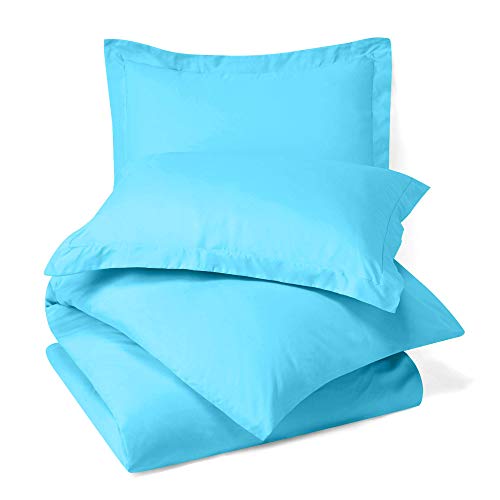 Clara Clark Duvet Cover Ultra Soft Double Brushed Microfiber - Comforter Cover with Button Closure and 2 Pillow Shams, Beach Blue, King - 90"x104" - color: Beach Blue, size: King