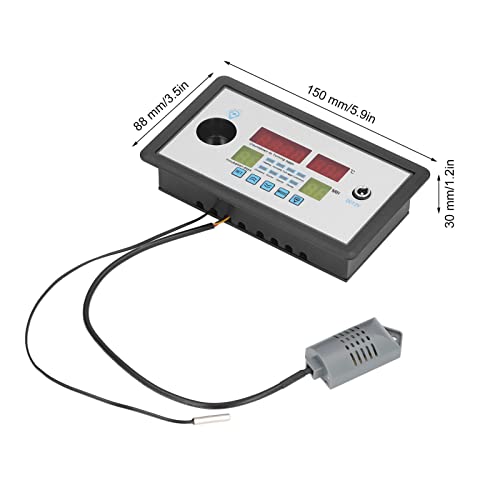 Fdit Intelligent Incubator Thermostat Controller, Digital Automatic Temperature Humidity Monitor with Alarm Egg Light Countdown Timer 12V ABS 150 x 88 x 30 mm for Egg Hatchers