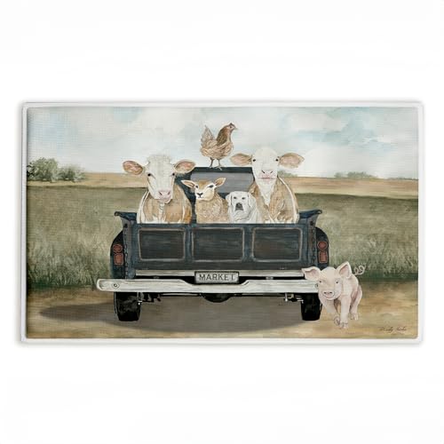 Stupell Industries Ready for A Ride Animals, 30 x 18 | Anti-Fatigue Floor Mat, Ergonomic Cushioned for Kitchen & Standing, Non-Slip Backing | by Cindy Jacobs
