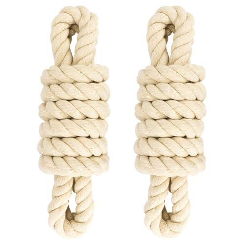 2 Pack 10ft Natural Twisted Cotton Rope | Strong Triple-Strand Rope for Sports, Crafts, Indoor Outdoor Use Tug of War Rope