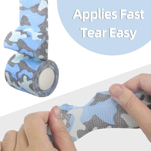 IndigoCase 6 Pack Self Adhesive Bandage Wrap 2 Inch x 5 yd Elastic Tape | CAMO-Ocean Color Elastic Bandage Wrap, Vet Wrap, Small Bandage for Kids, Fingertip, Wrist, Dog, Pets - color: Camo-ocean, size: 2 Inch - 6 Pack