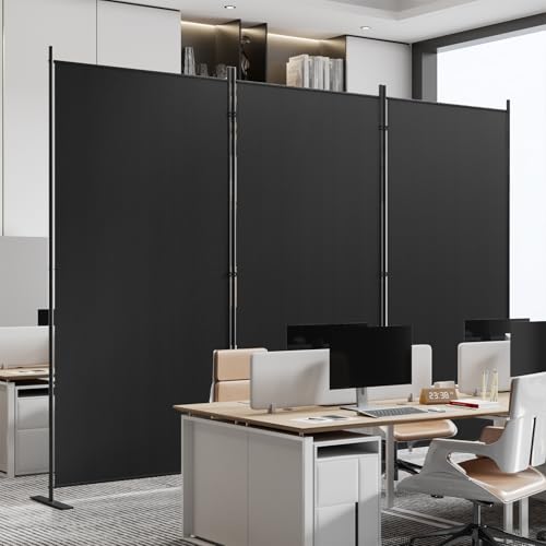 C-Hopetree 3 Panels Room Divider, 6 Ft Tall Indoor Folding Privacy Screen, Portable Partition Separator, Freestanding Separation Temporary Wall for Office, Bedroom, 102" W X 71" H, Black - size: 3-Panel