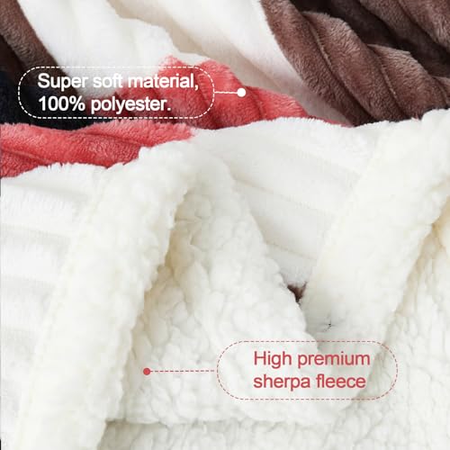PU MEI Sherpa Blanket Twin Plaid Thick Bed Blanket, 60”*80” Super Soft Flannel Fuzzy Fleece Reversible Velvet Plush Warm Blanket for Couch (Black Red Check) - color: Black Red Check, size: 60"*80"