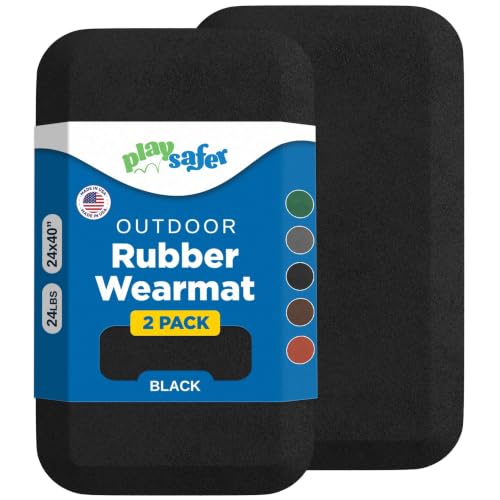 Playsafer Playground Safety Rubber Wearmat for Swingsets and Slides - 1" Thick X 24" W X 40" L (2 Pack, Black) - color: Black, size: 2 Pack (40" L x 24" W x 1" Thick)